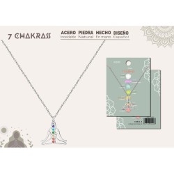 Colgante 7 Chakras Con Piedra Natural Y Acero plateado  - Coleccion 7 chakras